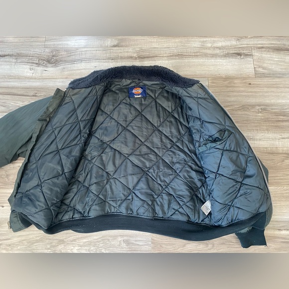 Dickies Vintage Navy Blue Bomber Jacket Size XL Collar Quilted Lined Work Coat - Picture 10 of 15